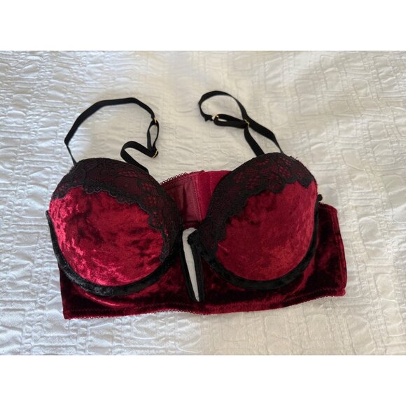 Fredericks Of Hollywood X Megan Fox Velvet Lace Bra 36B Burnout Whimsigoth fairy - Picture 4 of 8